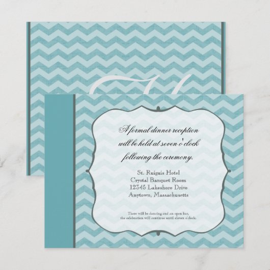 Chevron Patroon Bracket Lijst Blauwgroen Receptie  Kaart (Voorkant / Achterkant)