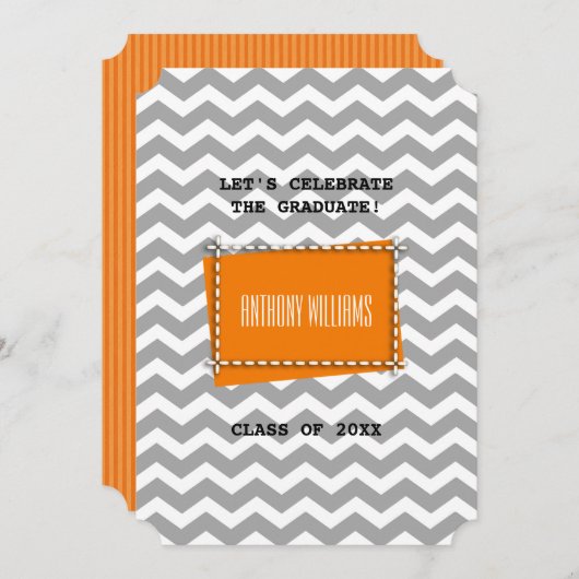 Chevron Patroon Custom Graduation Party Kaart (Voorkant / Achterkant)