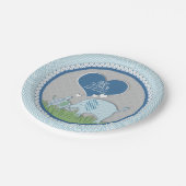 Chevron Patroon Elephant Hearts Baby Boy Shower Papieren Bordje (Gekanteld)