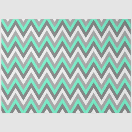 Chevron Patroon Grijs Wit Mint Decoupage Tissuepapier (Voorkant)