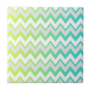 Chevron patroon groen blauwgroen aqua ombre elegan tegeltje