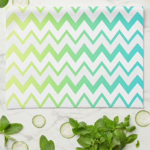 Chevron patroon groen blauwgroen aqua ombre elegan theedoek