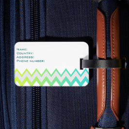 Chevron patroon groen turquoise aqua ombre elegant bagagelabel