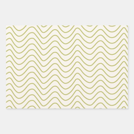 Chevron Patroon Lime Groen op Crème Wit Zigzag Inpakpapier Vel (Voorkant)