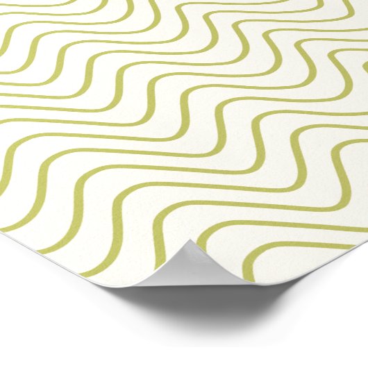 Chevron Patroon Lime Groen op Crème Wit Zigzag Poster (Hoek)