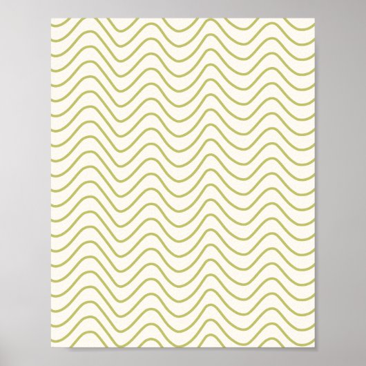 Chevron Patroon Lime Groen op Crème Wit Zigzag Poster (Voorkant)