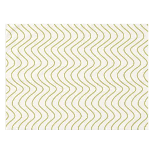 Chevron Patroon Lime Groen op Crème Wit Zigzag Tafelkleed (Voorkant (Horizontaal))