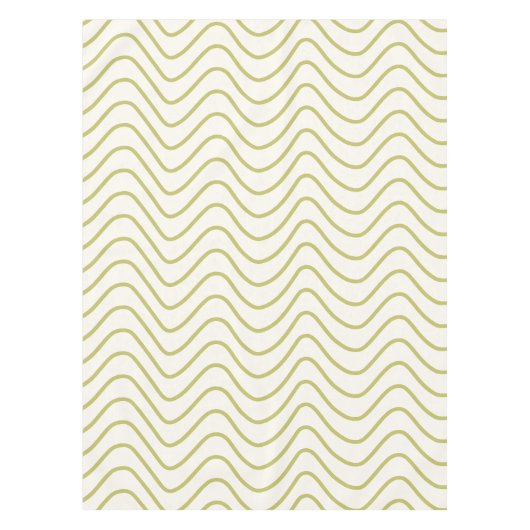 Chevron Patroon Lime Groen op Crème Wit Zigzag Tafelkleed (Voorkant)