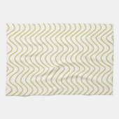 Chevron Patroon Lime Groen op Crème Wit Zigzag Theedoek (Horizontaal)