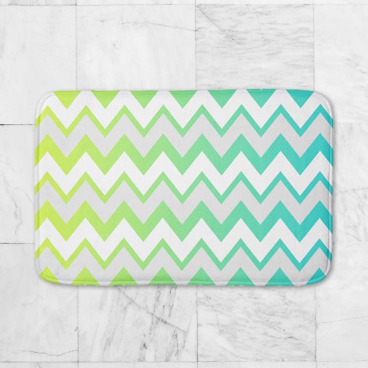Chevron patroon lime groene blauwgroen aqua ombre  badmat