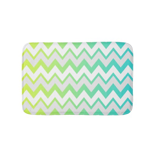 Chevron patroon lime groene blauwgroen aqua ombre  badmat (Voorkant)
