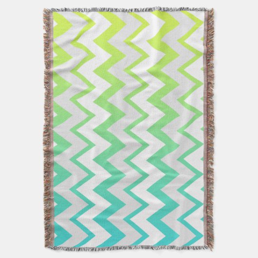 Chevron patroon lime groene blauwgroen aqua ombre  deken (Voorkant Verticaal)