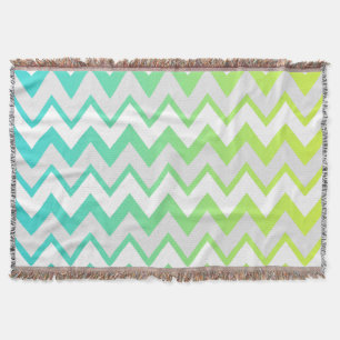 Chevron patroon lime groene blauwgroen aqua ombre  deken