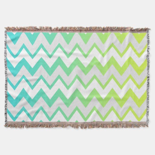 Chevron patroon lime groene blauwgroen aqua ombre  deken (Voorkant)