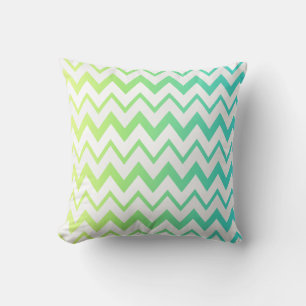 Chevron patroon lime groene blauwgroen aqua ombre  kussen