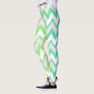 Chevron patroon lime groene blauwgroen aqua ombre  leggings