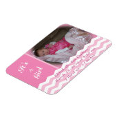 Chevron Patroon Meisje Geboorte Aankondiging Magne Magneet (Linkerzijde)