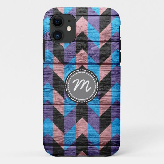 Chevron-patroon met houtaztec Case-Mate iPhone case (Achterkant)