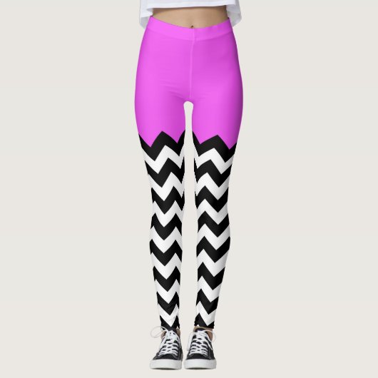Chevron-patroon met kleurenblokkering leggings (Voorkant)