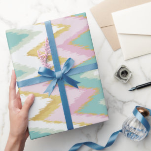 Chevron-patroon met kleurrijke gordelroos cadeaupapier
