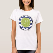 Chevron-patroon met monogram - Navy Lime T-shirt (Voorkant)