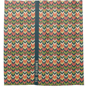 Chevron Patroon met Retro Kleur Bord Douchegordijn