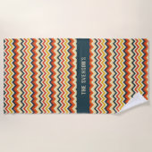  Chevron Patroon met Retro Kleur Bord Strandlaken (Voorkant)