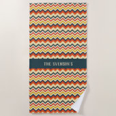  Chevron Patroon met Retro Kleur Bord Strandlaken (Voorkant)