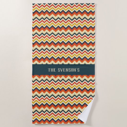  Chevron Patroon met Retro Kleur Bord Strandlaken (Voorkant)