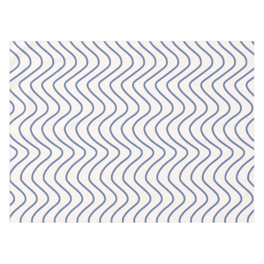 Chevron Patroon Minimale lijn blauw op Crème Wit Tafelkleed (Voorkant (Horizontaal))