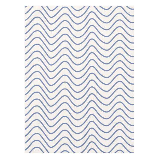 Chevron Patroon Minimale lijn blauw op Crème Wit Tafelkleed (Voorkant)