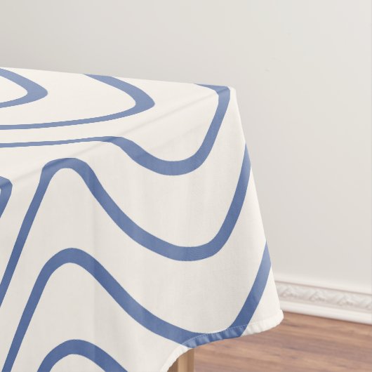 Chevron Patroon Minimale lijn blauw op Crème Wit Tafelkleed (Voorbeeld)