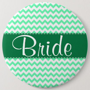 Chevron patroon; Mint Groen Ronde Button 6,0 Cm