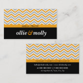Chevron Patroon Modern Bold Grey Zwart sinaasappel Visitekaartje (Voorkant / Achterkant)