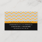 Chevron Patroon Modern Bold Grey Zwart sinaasappel Visitekaartje (Achterkant)
