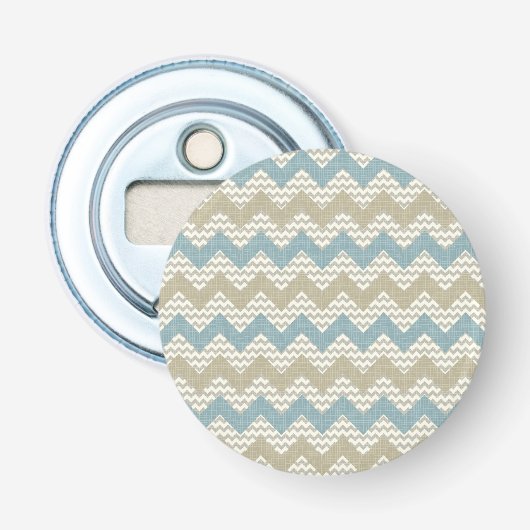 Chevron-patroon op linnetextuur button flesopener (Voorkant)