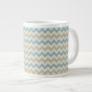 Chevron-patroon op linnetextuur grote koffiekop