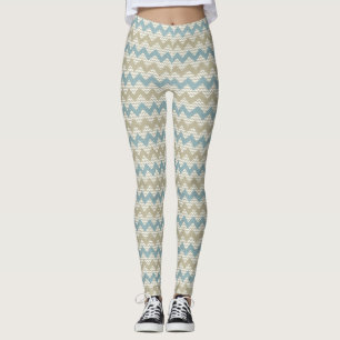 Chevron-patroon op linnetextuur leggings