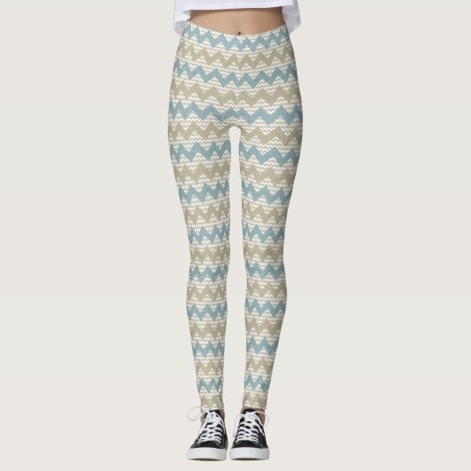 Chevron-patroon op linnetextuur leggings (Voorkant)