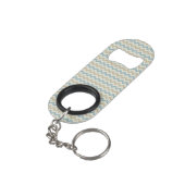Chevron-patroon op linnetextuur mini flessenopener (Achterkant Gekanteld)