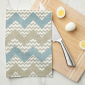 Chevron-patroon op linnetextuur theedoek (Quarter Fold)