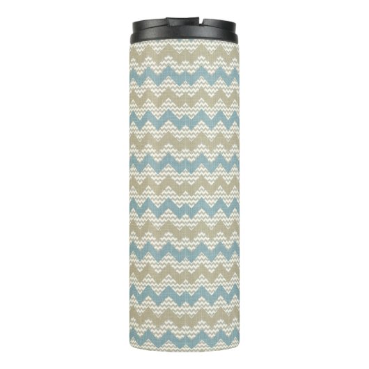 Chevron-patroon op linnetextuur thermosbeker (Achterkant)