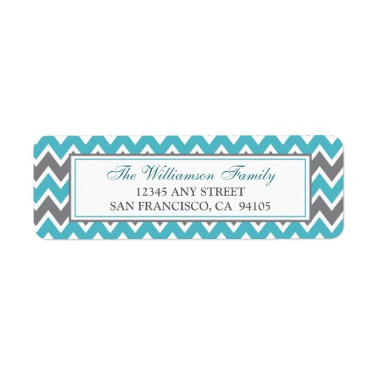 Chevron Patroon Retouradres Labels (aqua) (Voorkant)