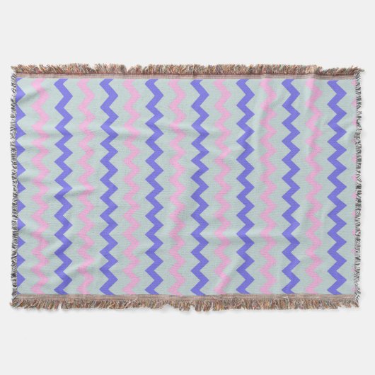 Chevron patroon roze blauw deken (Voorkant)