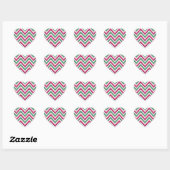 Chevron Patroon Roze Groen Modern Hart Sticker (Vel)