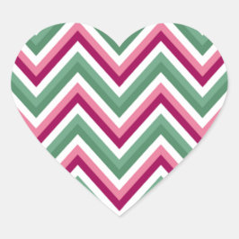 Chevron Patroon Roze Groen Modern Hart Sticker