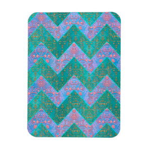 Chevron Patroon Turquoise Paars Blauw Damast Magneet