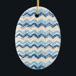 Chevron-patroon van de Stille Oceaan Keramisch Ornament<br><div class="desc">We vieren de Stille Oceaan in dit leuke krabbel chevron zigzag patroon - met behulp van kleuren van het strand. Zand, oceaanblauw en middernachtblauw - Monogram of niet, uw keuze - We hebben alle afbeeldingen die in dit ontwerp worden gebruikt aanpasbaar gelaten - U kunt er naar hartenlust mee spelen...</div>