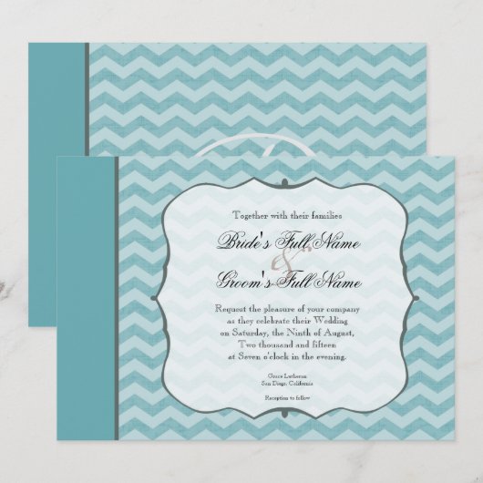 Chevron Patroonbeugel Lijst Blauwgroen Blauw Bruil Kaart (Voorkant / Achterkant)