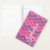 Chevron Patroonscriptnaam 6 foto's terug roze Planner (Display)